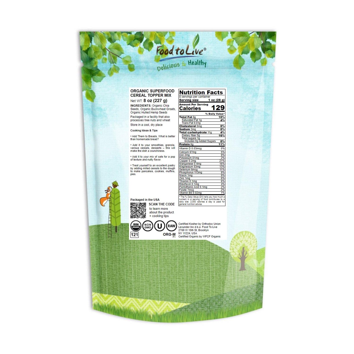 Organic Superfood Cereal Topper Mix, 0.5 Pounds — Non-GMO, Raw, Vegan, Kosher — by Food to Live - Image 2